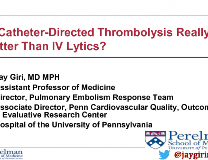Techniques and Outcomes of PE Lysis: Is Catheter-Directed Thrombolysis Really Better Than IV Lytics?