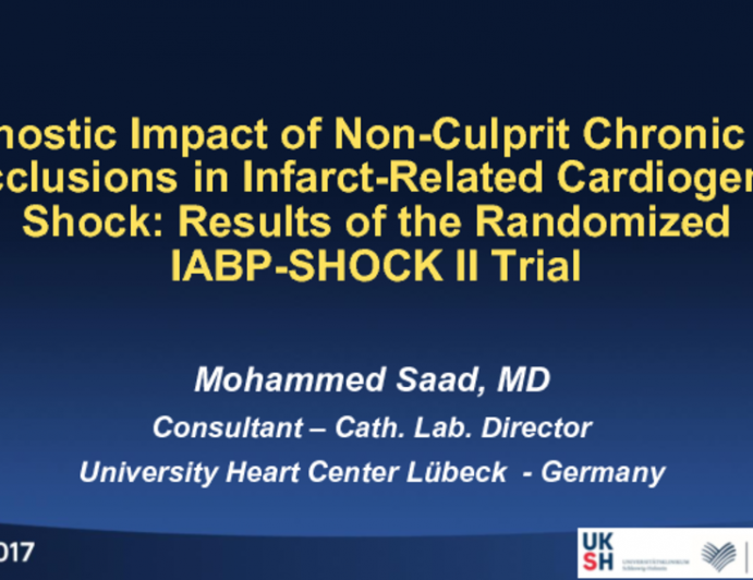 TCT 4: Prognostic Impact of Nonculprit Chronic Total Occlusions in Infarct-Related Cardiogenic Shock - Results of the Randomized IABP-SHOCK II Trial