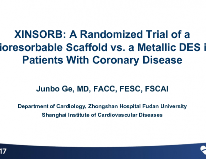 XINSORB: A Randomized Trial of a Bioresorbable Scaffold vs a Metallic DES in Patients With Coronary Artery Disease