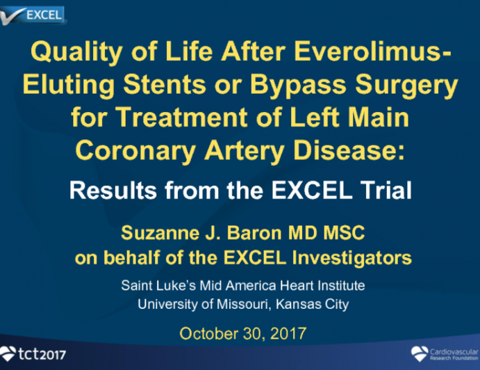 EXCEL QOL: Quality of Life After PCI vs CABG in Left Main Coronary Artery Disease