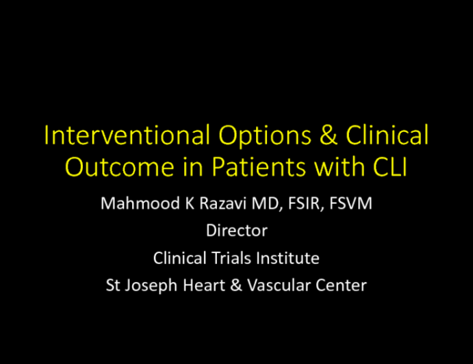 Editorial Perspective: Clinical Outcomes and Interventional Options in CLI Patients