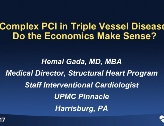 Complex PCI in Triple Vessel Disease: Do the Economics Make Sense?