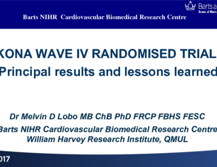 KONA's WAVE IV Randomized Trial: Principal Results and Lessons Learned