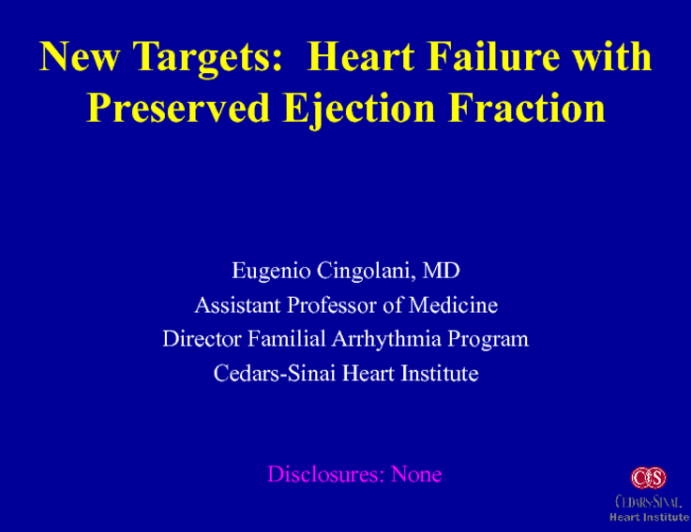 New Targets: Heart Failure With Preserved Ejection Fraction