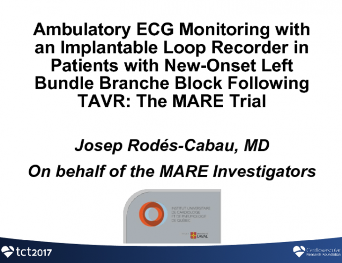 MARE: Ambulatory Electrocardiographic Monitoring With an Implantable Loop Recorder in Patients With New-Onset Persistent LBBB After TAVR