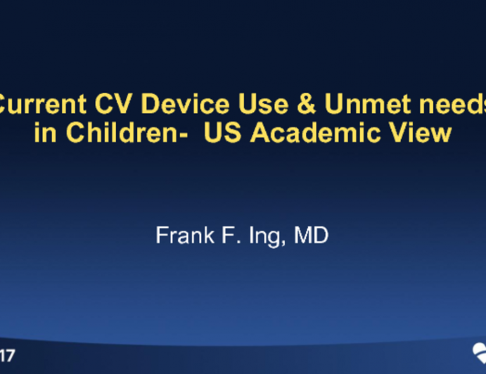 Current CV Device Use and Unmet Needs in Children: US Academic View