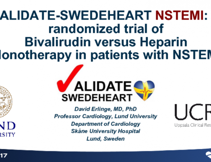 VALIDATE-SWEDEHEART NSTEMI: A Randomized Trial of Bivalirudin vs Heparin Monotherapy in Patients With NSTEMI