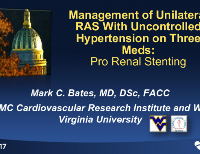 Management of Unilateral RAS With Uncontrolled Hypertension on Three Meds: Pro Renal Stenting