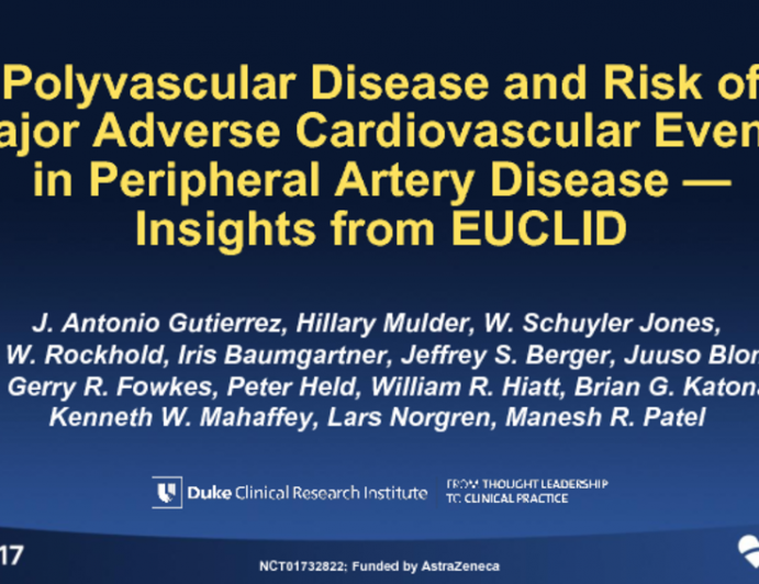 TCT 92: Polyvascular Disease and Risk of Major Cardiovascular Events in Peripheral Artery Disease - Insights From EUCLID