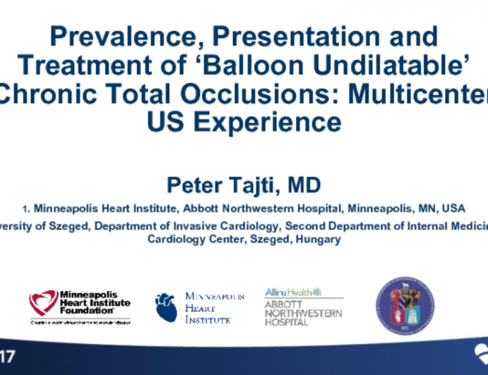 TCT 21: Prevalence, Presentation and Treatment of ‘Balloon Undilatable' Chronic Total Occlusions: Multicenter US Experience