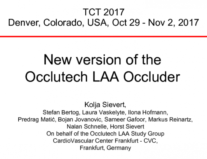 Occlutech LAA Occluder Device Description, Data, and Future Directions