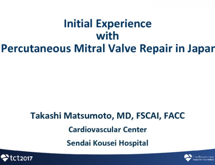 Initial Experience With Percutaneous Mitral Valve Repair in Japan