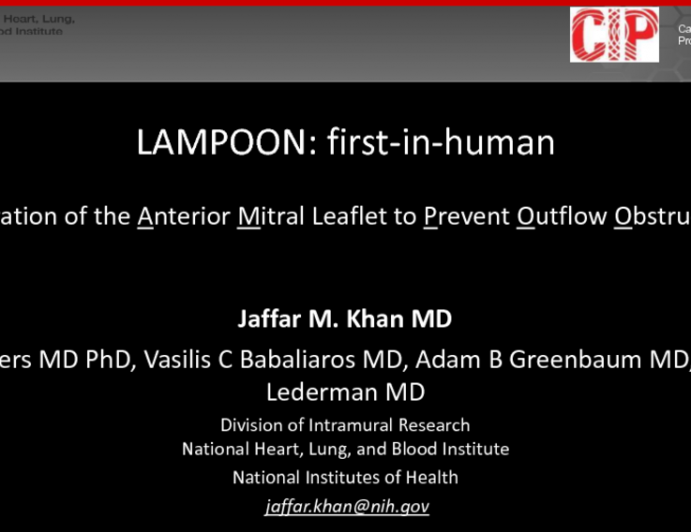 TCT 55: Intentional Laceration of the Anterior Mitral Leaflet to Prevent Left Ventricular Outflow Tract Obstruction (LAMPOON) During TMVR: First-in-Human Findings