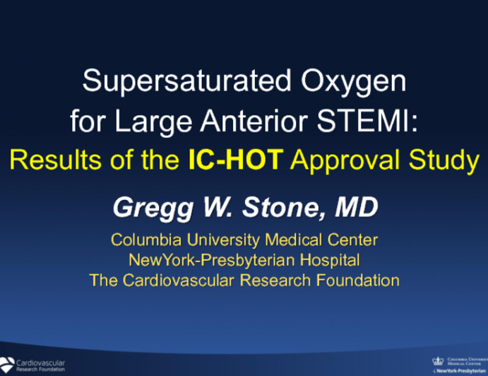 Supersaturated Oxygen for Large Anterior STEMI: Results of the IC-HOT Approval Study