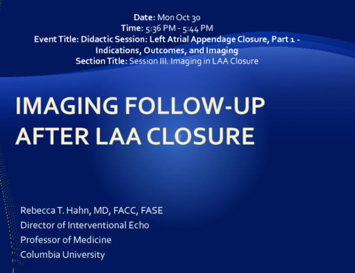 Imaging Follow-up After LAA Closure