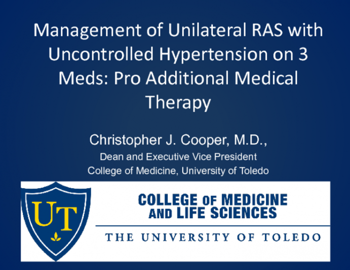 Management of Unilateral RAS With Uncontrolled Hypertension on Three Meds: Pro Additional Medical Management
