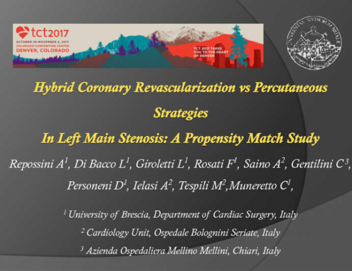 TCT 81: Hybrid Coronary Revascularization vs Percutaneous Strategies in Unprotected Left Main Stenosis: A Propensity Match Study