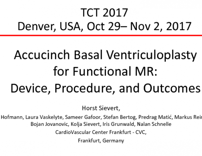 Accucinch Basal Ventriculoplasty for Functional MR: Device, Procedure, and Outcomes