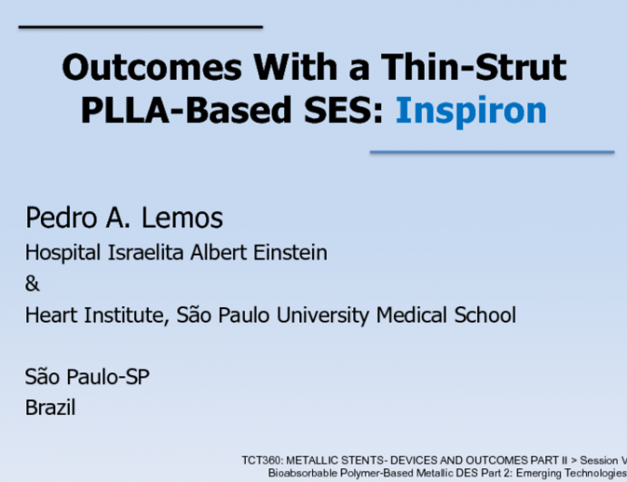 Outcomes With a Thin-Strut PLLA-Based Sirolimus-Eluting Stent 2: Inspiron