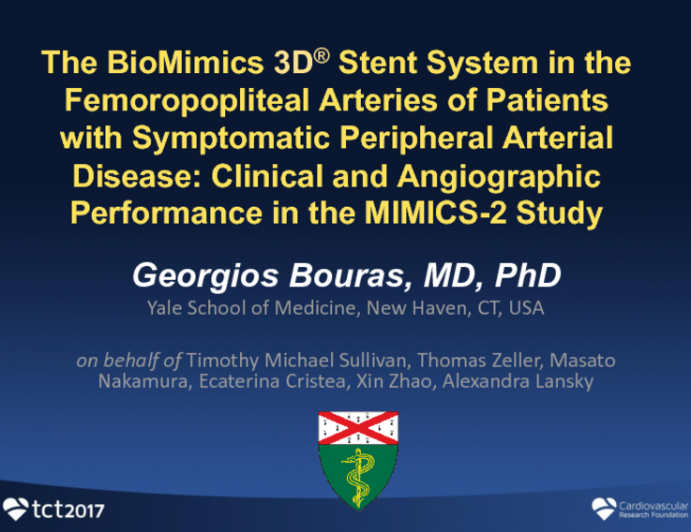 The BioMimics 3DTM Stent System in the Femoropopliteal Arteries of Patients With Symptomatic Peripheral Arterial Disease: Clinical and Angiographic Performance in the MIMICS-2 Study