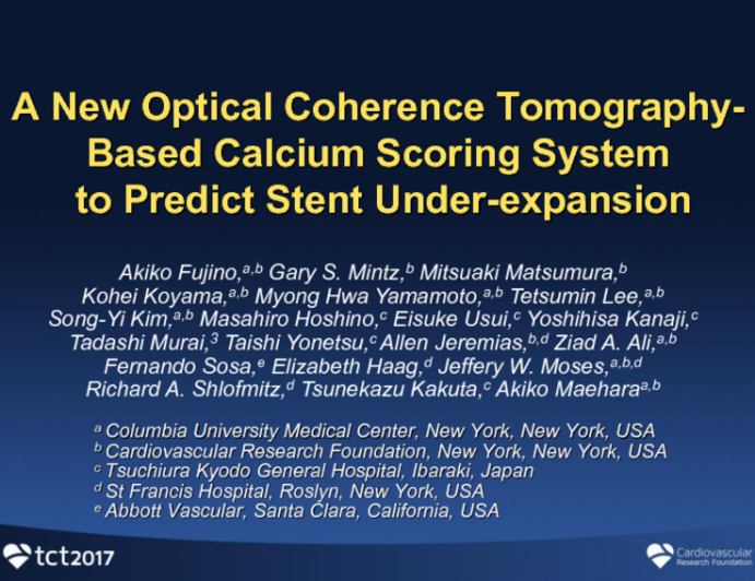 TCT 28: A New Optical Coherence Tomography-Based Calcium Scoring System to Predict Stent Underexpansion