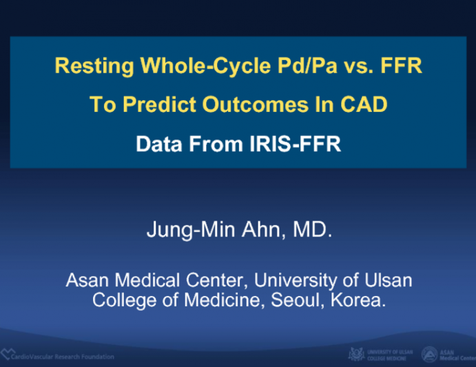 Resting Pd/Pa vs FFR for Predicting Coronary Events