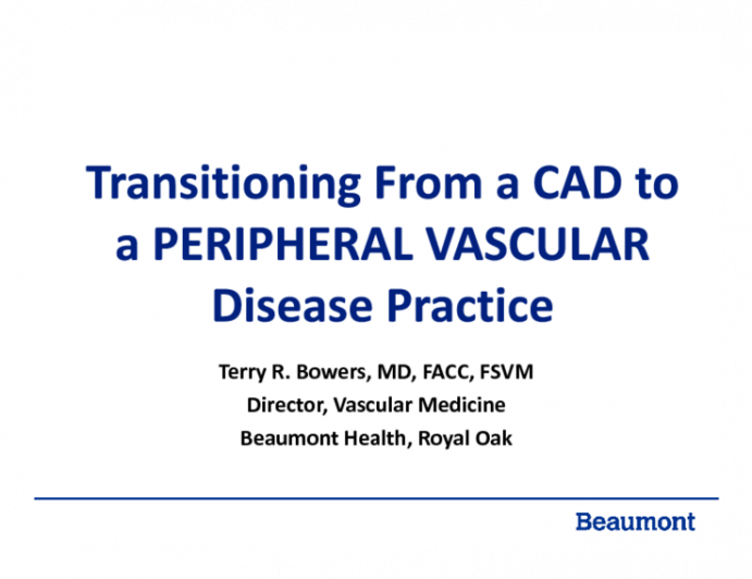Transitiong From a CAD to Peripheral Vascular Disease Practice