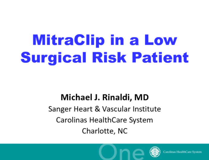 Case Presentation: Mitraclip in a Low to Intermediate Surgical Risk Patient With Degenerative MR