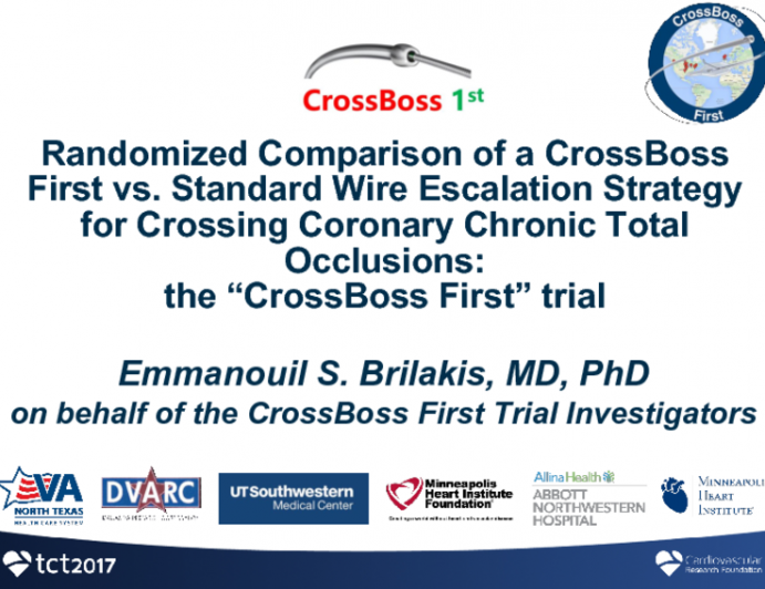 CrossBoss First: A Randomized Trial of Antegrade Dissection and Re-entry vs Standard Wire Escalation for Crossing Coronary Artery Chronic Total Occlusions