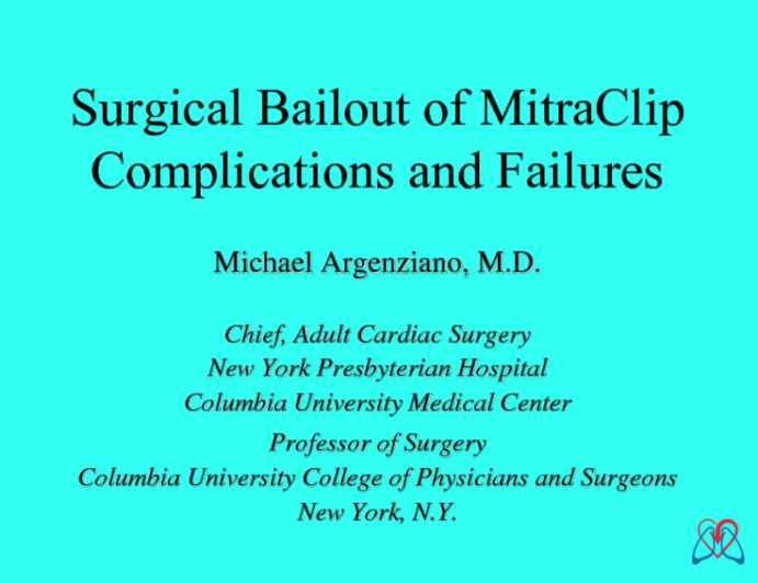 Surgical Bailout of MitraClip Complications and Failures
