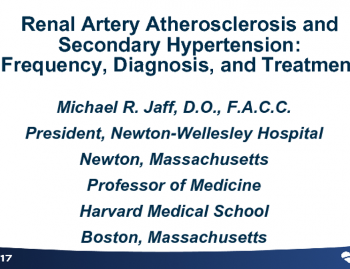 Renal Artery Atherosclerosis and Secondary Hypertension: Frequency, Diagnosis, and Treatment
