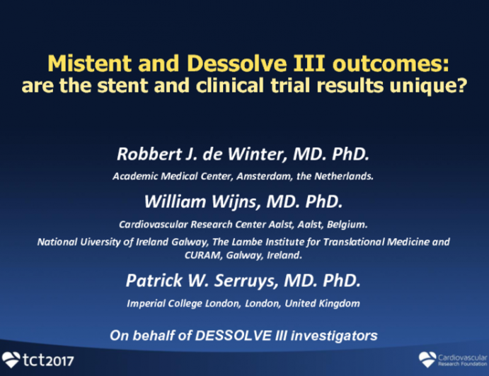 MiStent and DESSOLVE III Outcomes: Are the Stent and Clinical Trial Results Unique?