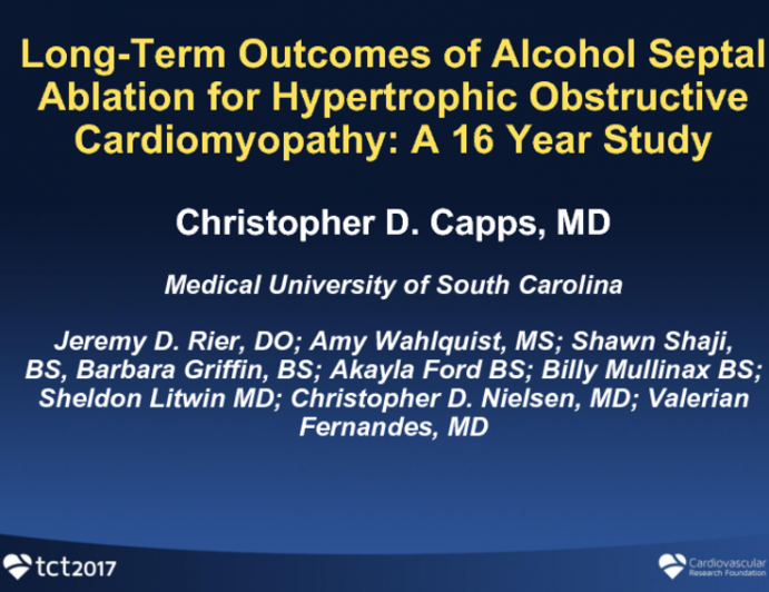 TCT 103: Long-Term Outcomes of Alcohol Septal Ablation for Hypertrophic Obstructive Cardiomyopathy: A 16 Year Study