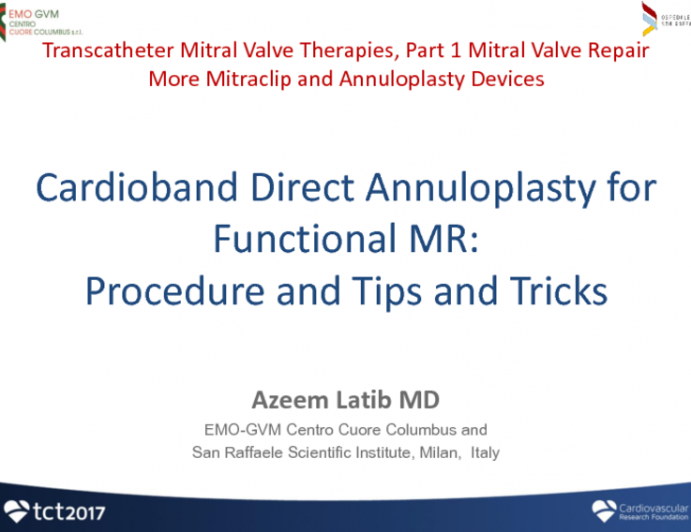 Cardioband Direct Annuloplasty for Functional MR: Procedure and Tips and Tricks