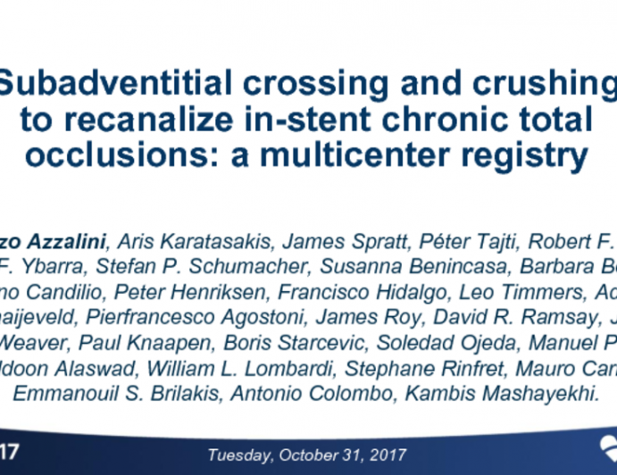 TCT 24: Subadventitial Crossing and Crushing to Recanalize In-Stent Chronic Total Occlusions: a Multicenter Registry