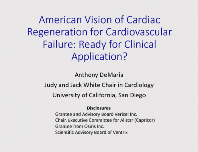 The American Vision of Regenerative Cardiovascular Medicine