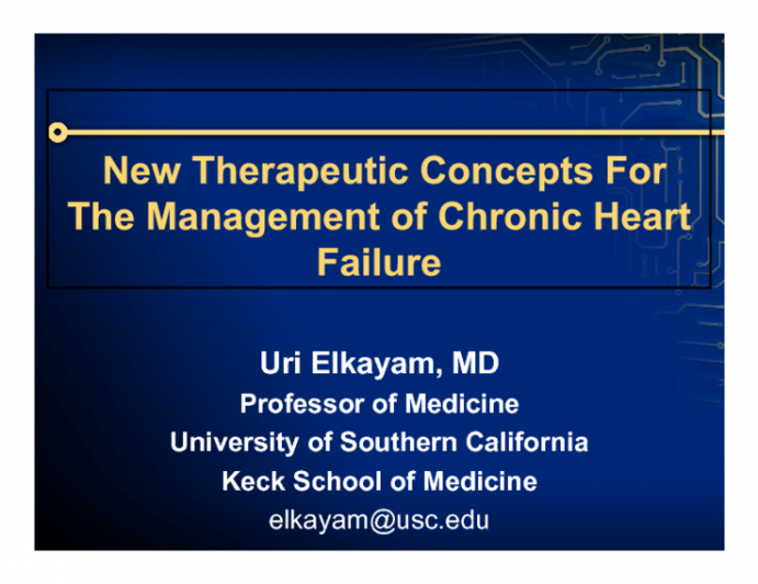 New Therapeutic Concepts For The Management of Chronic Heart Failure