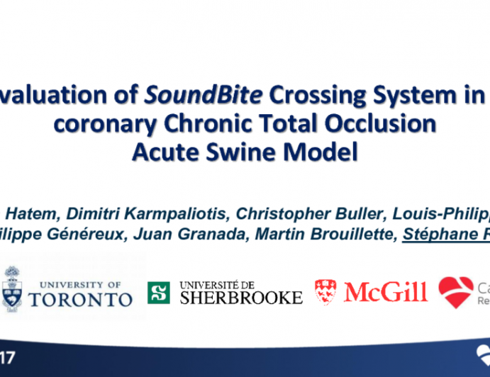 TCT 22: Evaluation of the SoundBite Crossing System in a Coronary Chronic Total Occlusion (CTO) Acute Swine Model