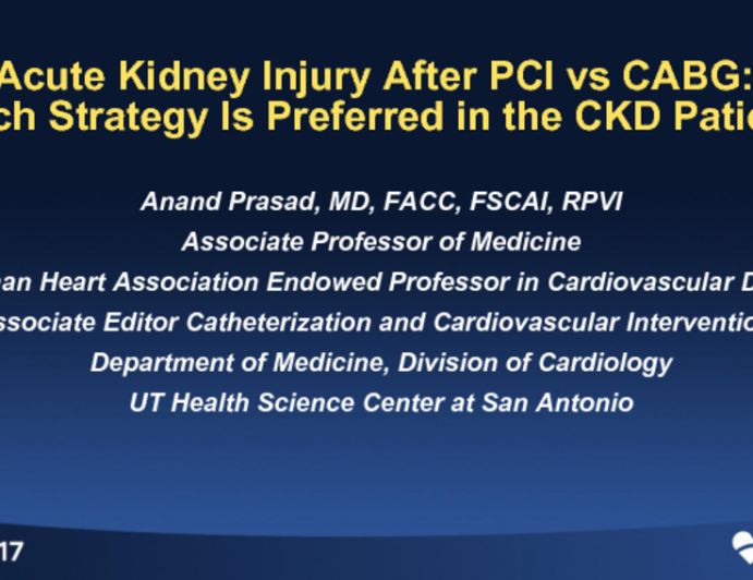Acute Kidney Injury After PCI vs CABG: Which Is Preferred in the CKD Patient??