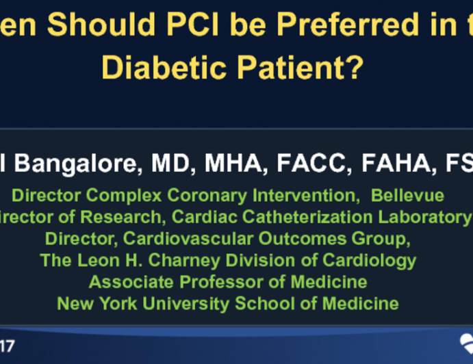 When Should PCI Be Preferred in the Diabetic Patient?