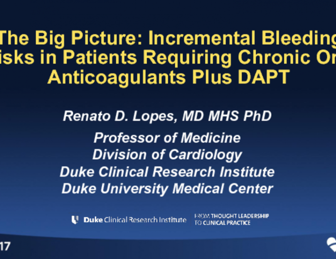 The Big Picture: Incremental Bleeding Risks in Patients Requiring Chronic Oral Anticoagulants Plus Antiplatelet Therapy