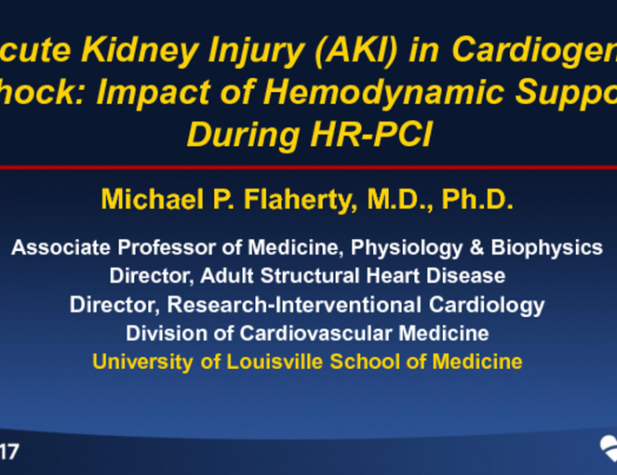 Acute Kidney Injury in Cardiogenic Shock: Impact of Hemodynamic Support