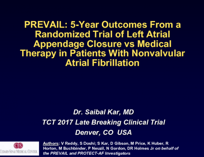 PREVAIL: 5-Year Outcomes From a Randomized Trial of Left Atrial Appendage Closure vs Medical Therapy in Patients With Nonvalvular Atrial Fibrillation