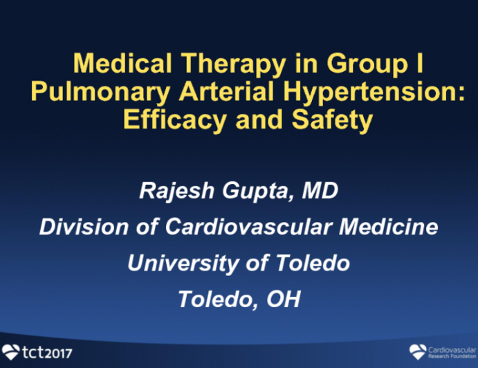 Medical Therapy in Group I Pulmonary Arterial Hypertension: Efficacy and Safety