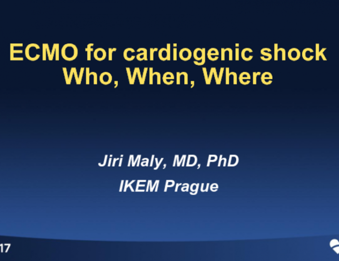 ECMO for Cardiogenic Shock Who, When, Where