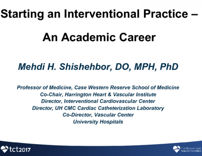 Starting an Interventional Practice: An Academic Career