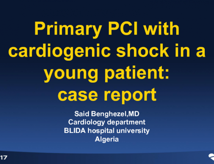 Case Report From Algeria: Primary PCI With Cardiogenic Shock in a Young Patient