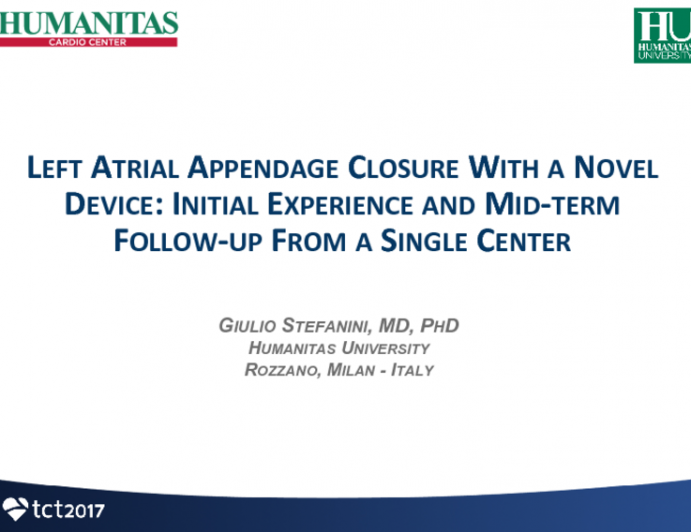 Left Atrial Appendage Closure With a Novel Device: Initial Experience and Short-term Follow-up From a Single Center