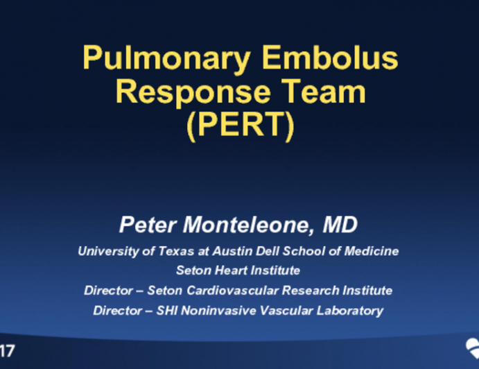 The Pulmonary Embolism Rapid Response Team (PERT)
