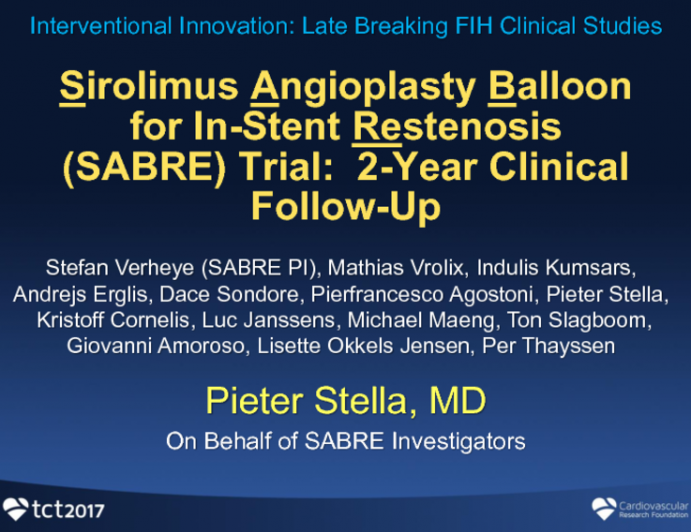 Sirolimus Angioplasty Balloon for In-Stent Restenosis (SABRE) Trial: 2-Year Clinical Follow-Up